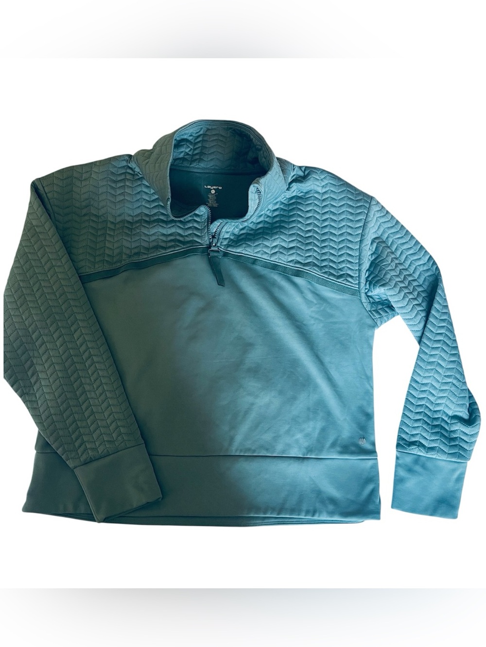 Layer 8 EUC Teal Quilted Zip-Up Pullover Sweater